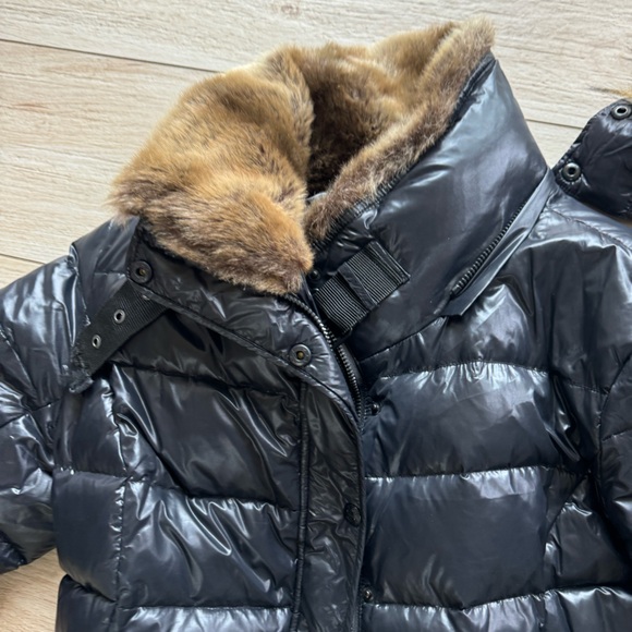 S13 women’s black coat size extra large with detachable fur hood - Picture 3 of 13